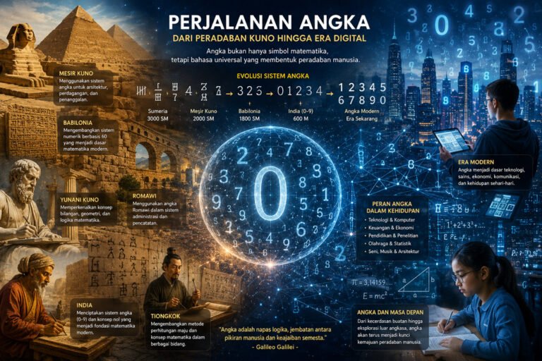 Ilustrasi angka dan perkembangan sistem numerik dalam kehidupan modern.